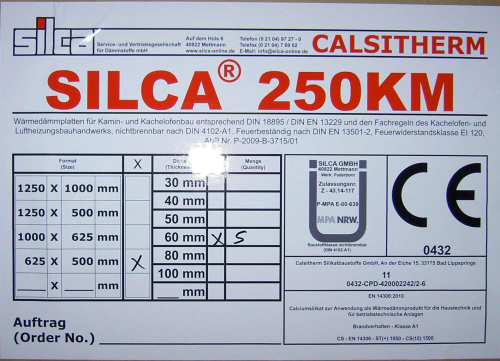 Silca 250 KM Isoplatte Dämmplatte 60mm Pack